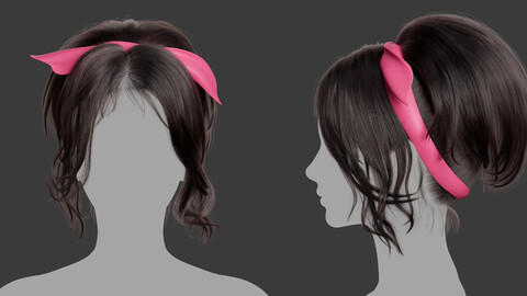 Xgen毛发35女人女生束发长发头发模型