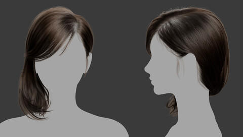 Xgen毛发36女人女性中长发头发模型