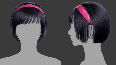 Xgen毛发37女性女生短发头发模型