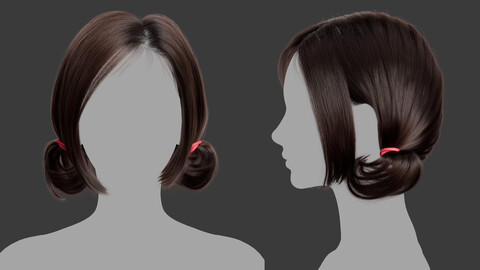 Xgen毛发38女人女生短发头发模型