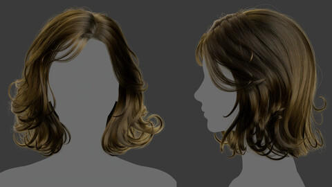 Xgen毛发43女性女生短发卷发头发模型