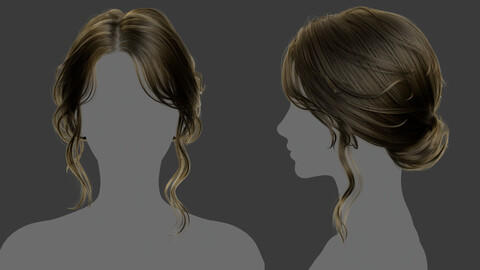 Xgen毛发45女人女性长发盘发头发模型