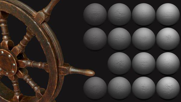 zbrush294树木头木纹纹理雕刻笔刷