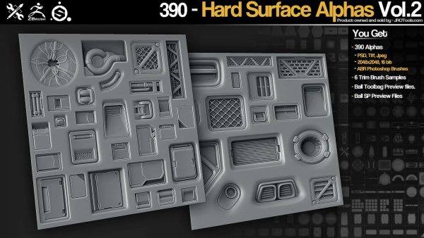 zbrush295-390机械科技硬表面图案深度雕刻笔刷alpha贴图