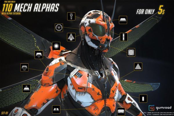 zbrush301硬表面机械机甲机器人alpha笔刷