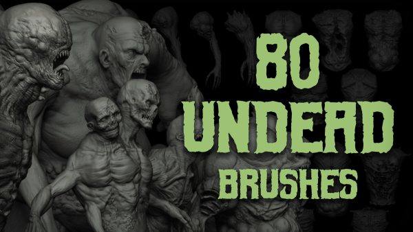 zbrush302-80款生物丧尸妖怪物僵尸亡灵3D模型笔刷