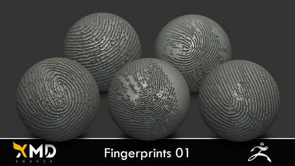 0zbrush307-8款人类人物手印指纹笔刷PSD纹理贴图