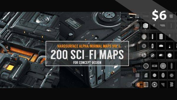 zbrush328科幻机械硬表面武器道具飞船汽车机甲Alpha+Normal法线纹理贴图笔刷