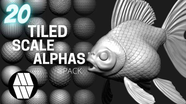 zbrush333鱼鳞龙鳞鳄鱼蜥蜴金鱼生物皮肤鳞片Alpha笔刷无缝JPG纹理贴图