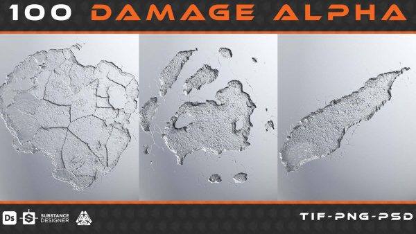 zbrush336破旧损坏墙面地面建筑地板墙壁纹理alpha笔刷tif