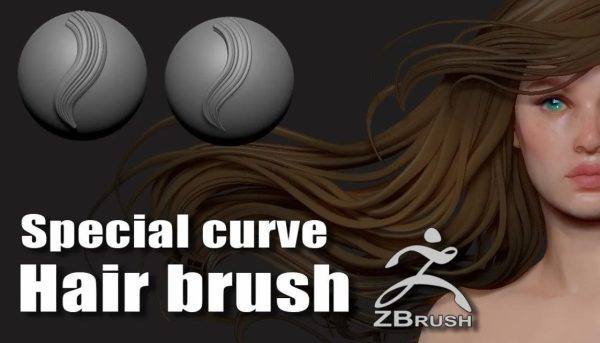 zbrush347卡通Q版头发曲线毛发雕刻笔刷zbp
