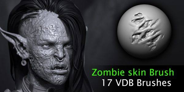 zbrush350科幻丧尸怪物腐烂皮肤伤口烫伤伤疤创伤笔刷