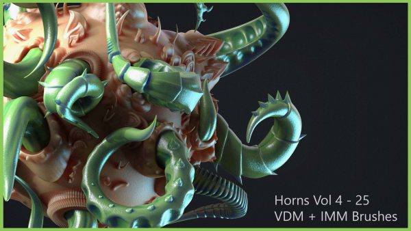 zbrush360-25款高质量VDM+IMM犄角笔刷合集