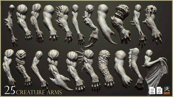 zbrush356海洋怪物翅膀手指手掌手臂四肢躯干器官ZTL模型