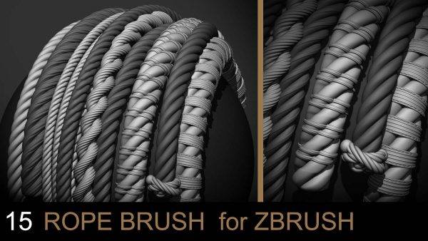 zbrush355-15种绳子绳索IMM雕刻笔刷zbp