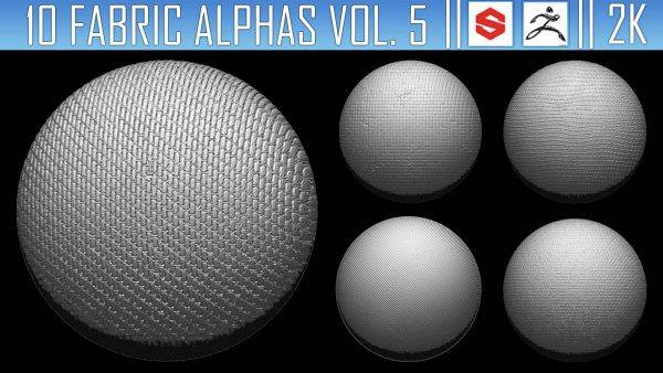 zbrush362-10组布料织物磨损表面纹理Alpha贴图第五卷