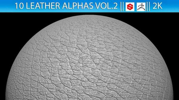 zbrush365-10组皮革皮布表面破损裂纹纹理Alpha贴图第二卷