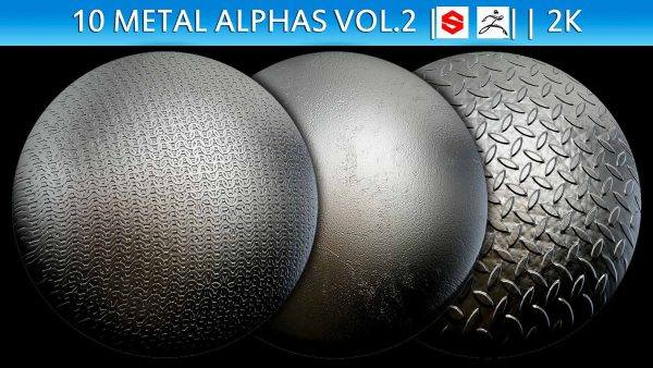 zbrush366-10组金属钢板铁皮磨损划痕纹理Alpha贴图第二卷