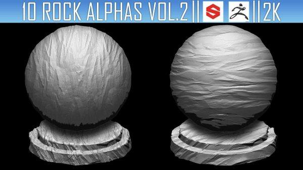 zbrush368-10组岩石表面磨损砖块碎裂纹理Alpha贴图第二卷