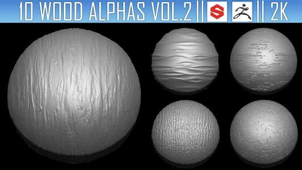 zbrush372-10组木材树木表皮纹理Alpha贴图第二卷