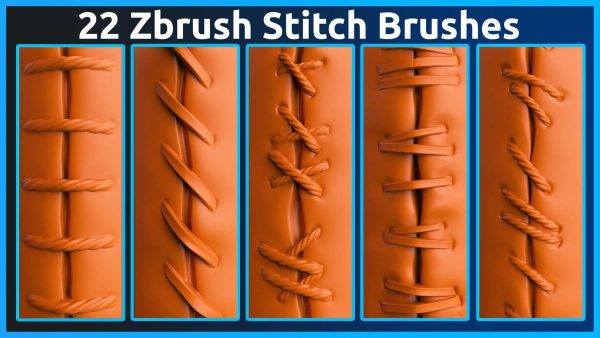 zbrush381-22组布料皮布缝合缝线笔刷