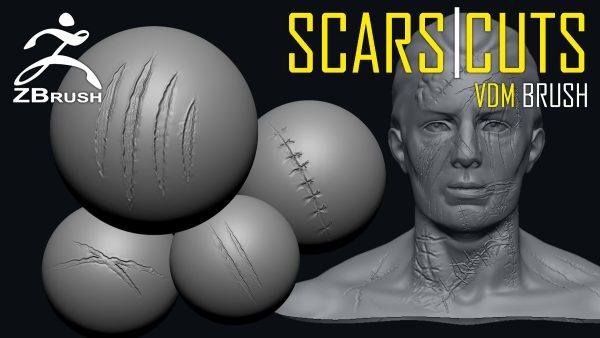 zbrush400皮肤伤疤缝合伤口伤痕割伤笔刷
