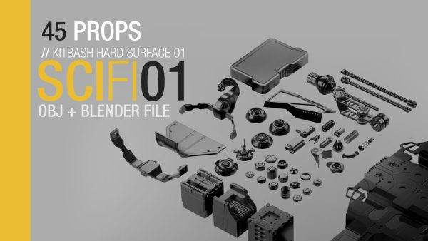 zbrush-45组科幻硬表面金属零件配件套装