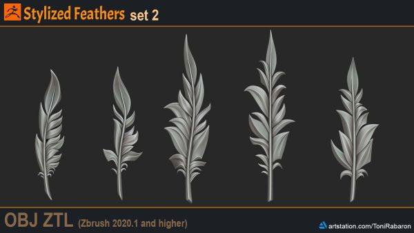 zbrush403风格化羽毛卡通鸟毛笔刷
