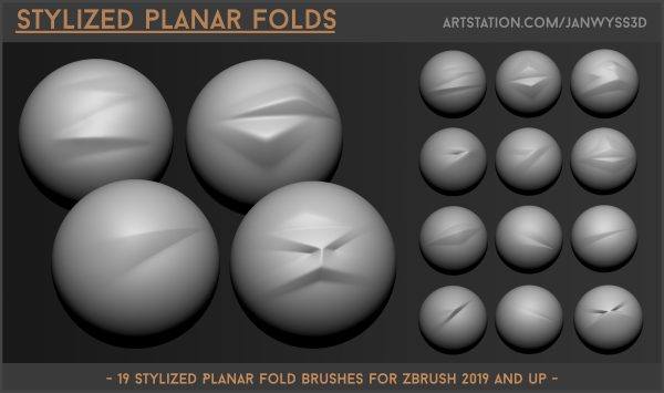zbrush404-19种折痕平面折叠笔刷