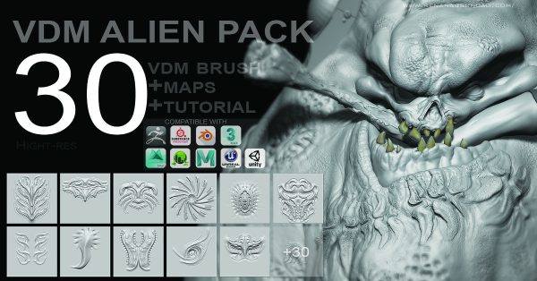 zbrush外星人生物皮肤纹理特殊图案alpha笔刷套装