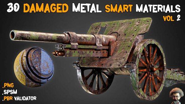 sp材质246-30种损坏的金属铁锈钢板智能材质+BPR纹理