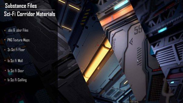 sp材质295-5款科幻墙板硬表面sbsar材质球png