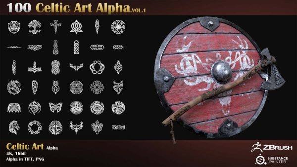 sp材质309-100张图腾图案纹理凯尔特风装饰Alpha贴图