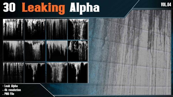 sp材质330-30款水垢渗漏痕迹液体泄漏Alpha贴图黑白2K无缝