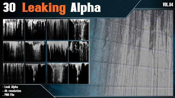 sp材质330-30款水垢渗漏痕迹液体泄漏Alpha贴图黑白2K无缝