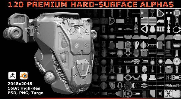 zbrush-120款科幻机械硬表面集Alpha贴图2K灰度图高度图