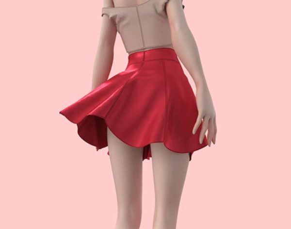 MD293可爱时尚女孩短裙子服装3D模型c4d