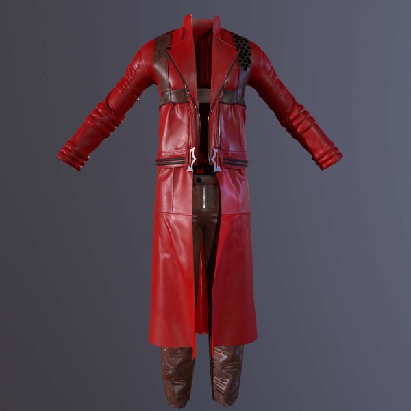 MD297CLO3d科幻赛博皮衣大风衣服装男士皮革外套皮大衣zprj