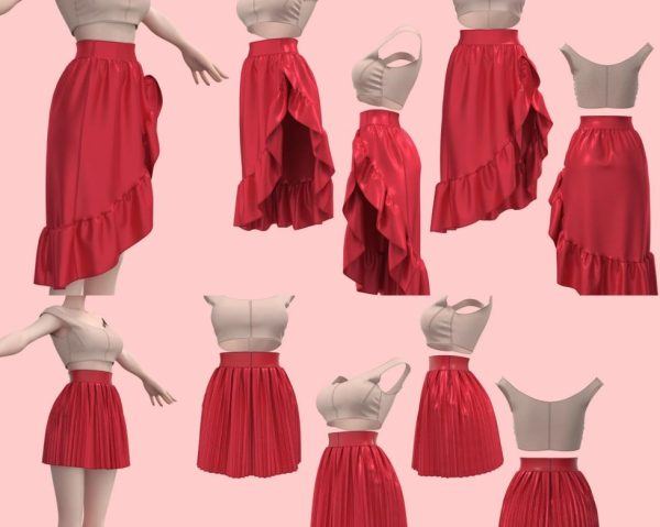 MD295可爱女孩花边裙子长裙背心Clo3d服装obj