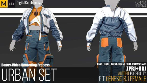 MD313Clo3D休闲工装外套套装夹克背心外套裤子zprj服装OBJ