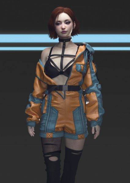 MD328-CLO3D赛博朋克风格服饰时尚女款夹克长袜套装zprj服装