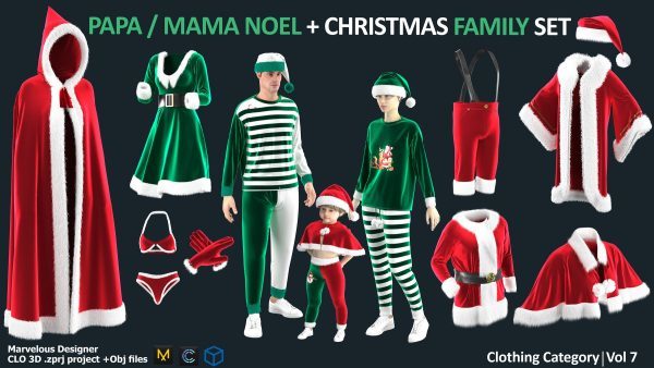 MD342Clo3D圣诞老人衣服圣诞节日套装zprj服装3D模型OBJ