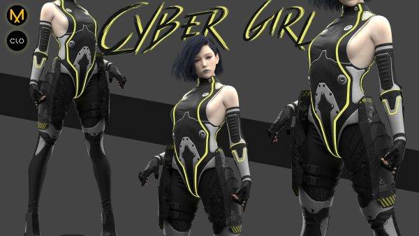 MD353-CLO3D赛博科幻女战士套装zprj模型OBJ服装