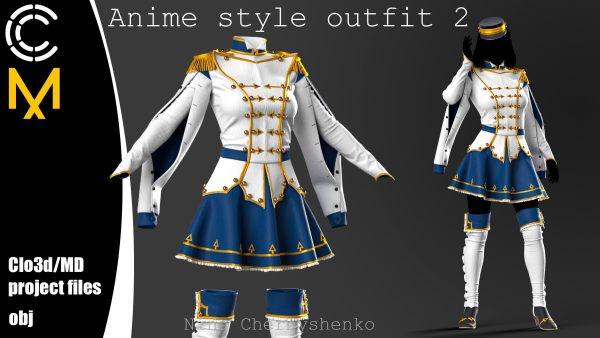 MD361-CLO3D动画风格公主骑士女装衣服服饰套装3D模型
