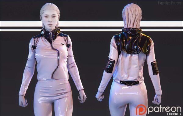 MD364-3款太空女式皮夹克外套MD服装CLO3D衣服模型