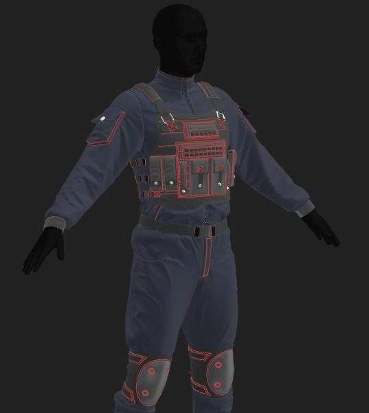 MD368男士战术装备套装服装防弹衣OBJ服饰模型