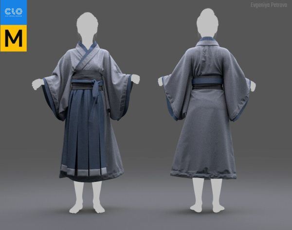 MD371-CLO3D亚洲女子古装传统服饰麻布衣服服装