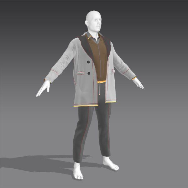 MD372男式西装大衣毛衣长裤服装套装zprj
