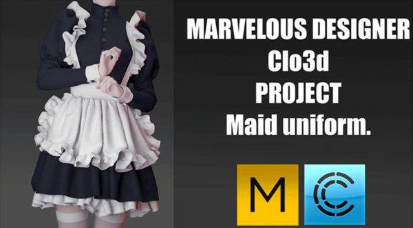 MD375-CLO3D简约女仆花边裙子服装服饰zprj