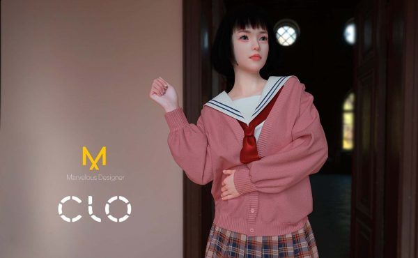 MD379日式女生校服针织衫碎花裙子zprj服装3D模型